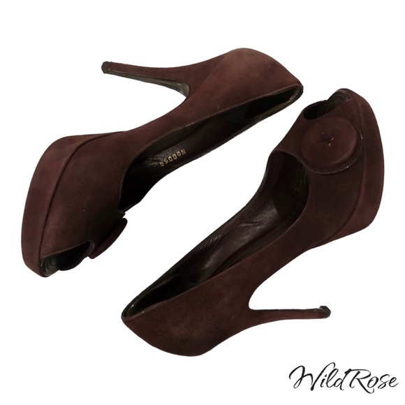 LOUIS VUITTON Aubergine Purple Suede Chelsea Peep-Toe Pumps Size 36.5 - Picture 9 of 16